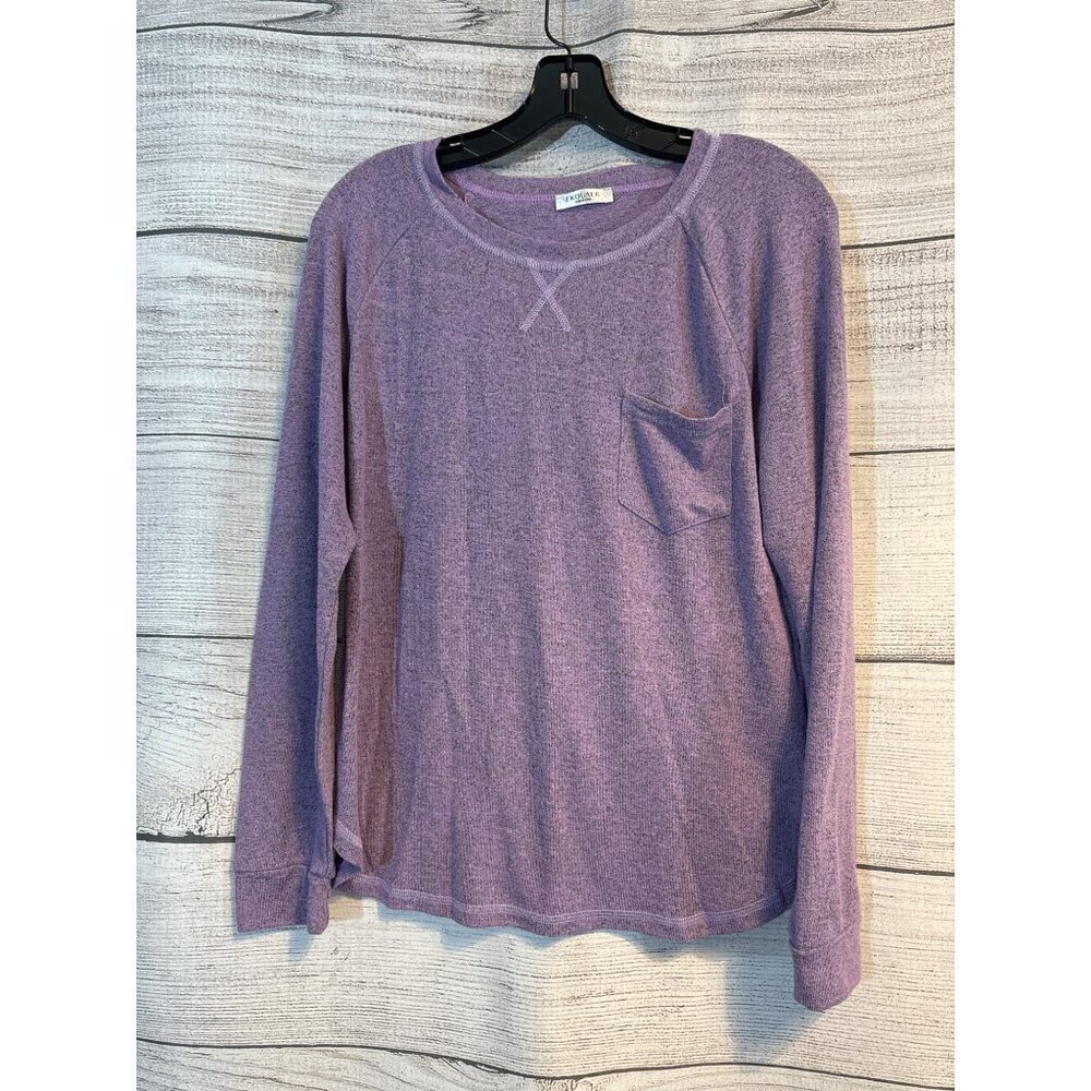 Ekouaer Lavender Long-Sleeve Knit top With Pocket Size L